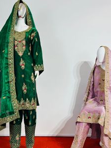 Collection de costumes Jimy Choo luxueuse pour femmes, style indien, entièrement orné de pierres Jarkan, dupatta lourd, tenue de soirée, 5 modèles, 5 - Product Image 2