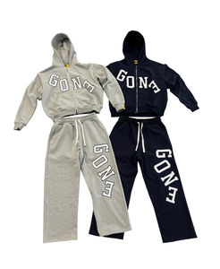 ชุดฮู้ดดี้และกางเกงวอร์มผ้าเฟรนช์เทอร์รี่เนื้อหนา ปักโลโก้คุณภาพสูงแบบกำหนดเอง - Product Image 1