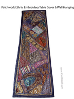 Tapisserie murale décorative longue ethnique, art textile brodé à la main, chemin de table polyvalent, style bohème, pour table et mur