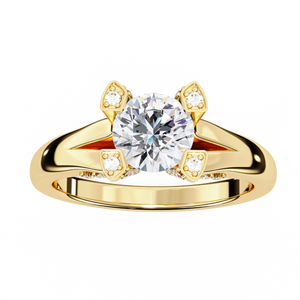 Elegant Trendy Solitaire Ring Zircon Engagement Ring Timeless Design Claw Setting Natural Yellow Gold Band Rose Diamond Ring - Product Image 1