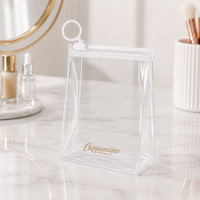 Sac cosmétique à fermeture éclair en PVC à motifs personnalisés, sac de rangement transparent en PVC pour maquillage et bijoux, trousse de toilette en PVC avec fermeture éclair