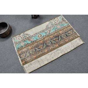 พรมตุรกีสีฟ้าวินเทจ23x34ft รูปแบบดั้งเดิมการเย็บปะติดปะต่อกันพรมขนสัตว์ถักแบบแบนเคลือบด้วยยางสีเบจสำหรับห้องนั่งเล่น - Product Image 2