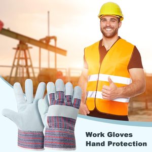 Gants de soudeur en vente chaude, gants de travail en cuir de vachette à double paume renforcée, gants de travail à bande de sucre - Product Image 4