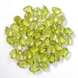Best Selling Good Quality 6x9mm Rose Cut Pear Cabochon Natural Green Peridot Calibrated Loose Gemstone For Making Jewelry