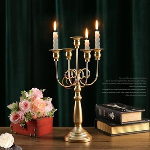 <strong>Unique</strong> Design Metal Candelabra Tabletop Decorating Gold Plated Brass 5 Arms <strong>Lightning</strong> Candle Jar Newly Arrival Luxury Candelabra - Product Image 3