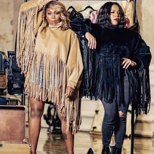 Manteau en laine à manches longues pour femmes grandes tailles avec franges - Product Image 6