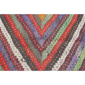 Tapis turc Kilim 3,37x4,1 pieds, vintage, patchwork, laine rouge, tapis écologique avec envers en latex - Product Image 5