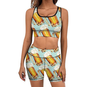 Conjuntos de Yoga de verano para mujer de talla grande Keep Cool Gym Wear 2 PCS Sujetador deportivo Traje corto Logotipo personalizado Transpirable Ecológico - Product Image 1