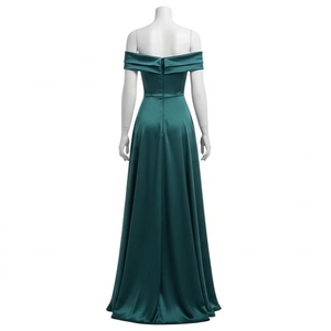 Vestido de Noche con Hombros Descubiertos, Estilo Imperio, en Satén, Tela Suave y Lisa, Elegante, para Eventos Formales, Mercado Mayorista - Product Image 4