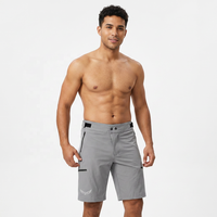 Shorts de cyclisme unisexes pour adultes, séchage rapide, grande taille, avec logo sur la jambe gauche, coupe classique, gris, longueur courte, polyester