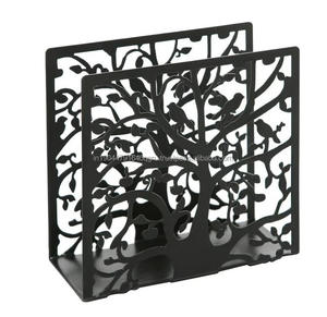 A la venta, servilletero de mesa con árbol y pájaro, organizador de mesa de almacenamiento de cocina, acero inoxidable a precios al por mayor - Product Image 1