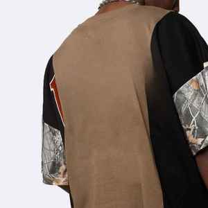 2025 Popular camiseta informal para hombre, camiseta personalizada de verano con hombros caídos, Camuflaje combinado, ajuste holgado, manga corta, 100% de algodón a la moda - Product Image 2