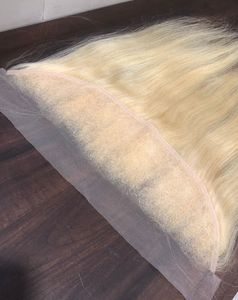 Vente en gros 100% brut brésilien indien cheveux tissage doux soyeux droite frontale HD Transparent dentelle couleur #613 meilleur prix humain - Product Image 3
