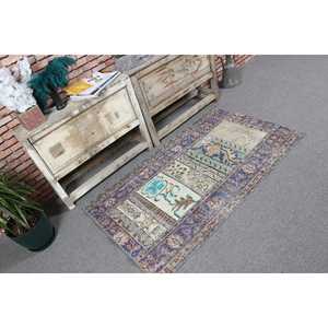 Petit tapis turc de 2,7 x 4,7 pieds, tapis marocain bleu vintage - Product Image 1