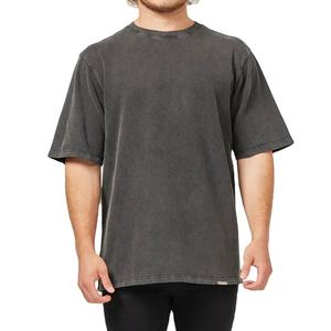 Acid Wash T Shirts Custom 330Gsm 100%Cotton Heavy <b>Weight</b> Men <b>Blank</b> Vintage Distressed Oversize Acid Wash T Shirt - Product Image 1
