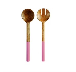 Ensemble de serveurs à salade en bois de manguier, élégant, écologique, passe au lave-vaisselle, couleur personnalisée, ustensiles de cuisine - Product Image 3