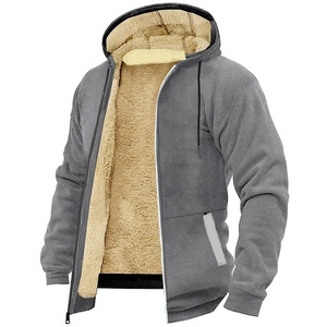 Sweat à capuche zippé pour hommes hiver polaire vêtements chauds sport loisirs essentiel vêtements d'extérieur à capuche noir blanc gris - Product Image 3