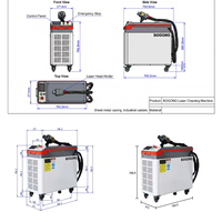 Machine de nettoyage au laser à fibre pulsée refroidie par air de 500 W, portable, pour le nettoyage industriel des moules automobiles, de l'acier, de la rouille et de la peinture