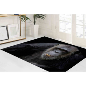 Alfombra de Chimpancé: Alfombra Antideslizante con Estampado de Animales, Alfombra Delgada No Tejida - Product Image 2
