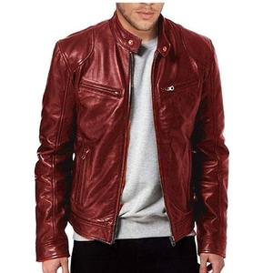 custom quality Wholesale New <b>Men's</b> PU Leather <b>Jacket</b> Solid Color Biker Clothes Plus <b>Velvet</b> <b>Men's</b> <b>Jackets</b> - Product Image 1