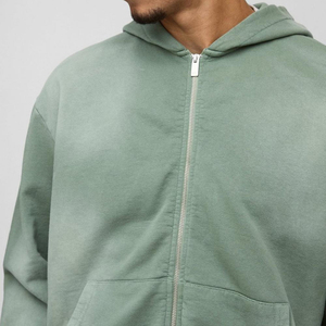 Logo personnalisé survêtements pour hommes à manches longues jogging survêtement 2 pièces fermeture éclair acide lavage survêtements hommes portent tissu polaire imprimé - Product Image 6