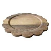 Plateau rond en bois à bord festonné inspiré des fleurs, plat de service artisanal, plateau décoratif pour la décoration de la maison - Product Image 2