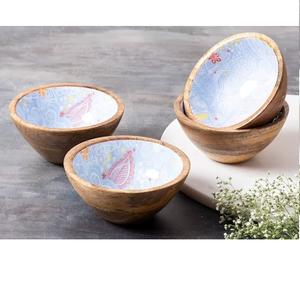 Tazón de Madera Natural para Servir Ensaladas, con Adhesivo Esmaltado Impreso Personalizado, Tazón de Madera para Mesa, para Uso en la Cocina del Hogar - Product Image 6