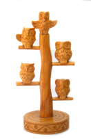 Ensemble d'hiboux en bois naturel faits à la main, design champêtre français, décoration pour la maison, restaurant, hôtel, statues de Noël WOS-03