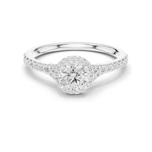Bague de fiançailles halo avec diamant de laboratoire rond brillant de 1,124 carats, clarté VVS-VS EF, or 18 carats, 14 carats, 10 carats et argent 925, moissanite - Product Image 2