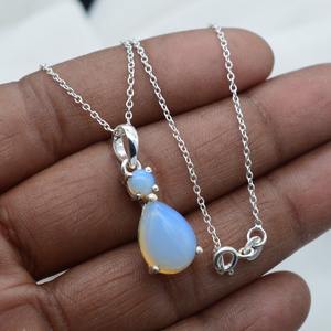 Boho Style classique pendentif bijoux pour femmes bijoux en argent 925 argent Sterling laiteux opalite pierres précieuses pendentif fait main cadeau - Product Image 3