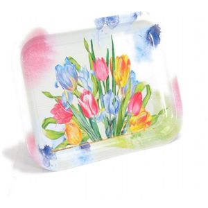 Grand plateau décoratif rectangulaire moderne de 233x307mm Plateau de service tulipe en verre pour le service des aliments - Product Image 4