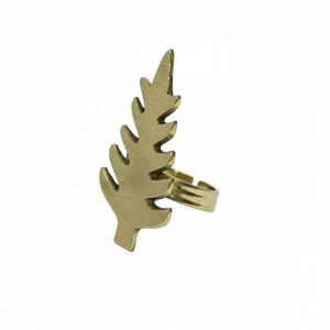 Anneaux de serviette élégants à motif de feuille, finition dorée, accessoires de décoration de table en métal, porte-serviettes, prix économique - Product Image 1