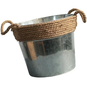 Venta caliente Cubo de metal antioxidante con asas Macetas galvanizadas para exteriores Cesta Cubo Macetas Decoración de flores vintage - Product Image 4