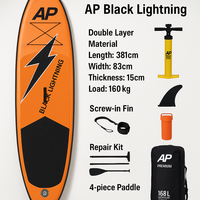 Planche de paddle gonflable pour enfants personnalisée de 12,6 pieds (381 cm), noire, sportive, haute performance, capacité de 180 kg