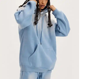 Sweat à capuche en coton 100% de haute qualité, délavé à l'acide, style streetwear, avec broderie de patch personnalisée et effet vieilli - Product Image 4