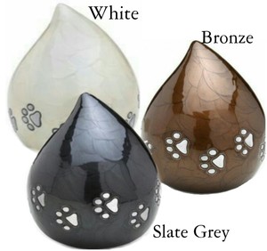 White Pearl Pet Teardrop Aluminio Cremación Urna para cenizas - Product Image 3