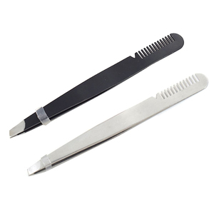 Pinzas para cejas de acero inoxidable con etiqueta privada y juego de herramientas para extensión de pestañas para depilación de cejas - Product Image 2