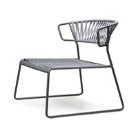 Fauteuil lounge d'extérieur/intérieur avec siège en sangle PVC et structure métallique