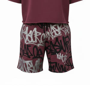 Conjunto de Camiseta y Pantalones Cortos Deportivos para Hombre, Diseño con Paneles en Contraste de Color Sólido, para Uso Casual y Actividad Física, Transpirable, 100% Algodón - Product Image 3