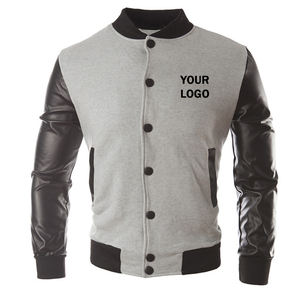 Top 2026 Veste de baseball en cuir de haute qualité à manches longues pour hommes Veste universitaire en cuir PU Design personnalisé - Product Image 2