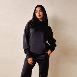 2023 sweats à capuche personnalisés survêtements ensemble de vêtements sport grande taille Gym plaine coton polaire hiver rose Jogging survêtement ensembles - Product Image 3