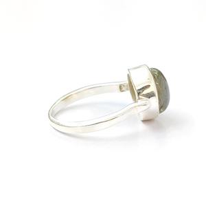 Anillo de plata de primera ley con gema labradorita para mujer, sortija, plata esterlina 925, piedra redonda, diseño de labradorita - Product Image 3