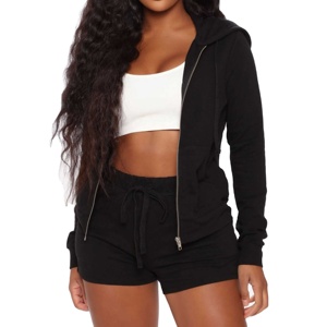 เสื้อครอปแบบมีฮู้ดและเซตสั้นของผู้หญิงเสื้อครอปแขนยาวเสื้อครอปเซ็กซี่ Set2026สั้น2ชิ้นดีไซน์ตามสั่ง - Product Image 2