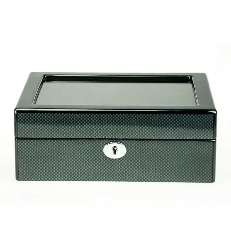 2023 OEM/ODM Watch Box Luxury Watch Case Watch Organizer for Mens and Womens Accessories with Glass Top Metal Hinge