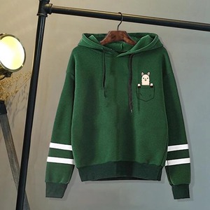 Otoño Invierno moda mujeres hombres nuevo bolsillo 100% algodón polar secado rápido Sudadera con capucha pulóver Casual rayas manga larga sudadera - Product Image 4