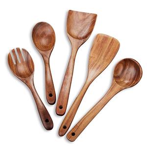 Juego de utensilios de cocina Cucharas de madera de teca Premium Turners Skimmer y espátulas para cocinar Juego de cucharas de cocina lindo - Product Image 5