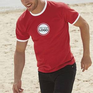 Regulars Fit Red White Ringer Custom Logo Camisetas - Product Image 3