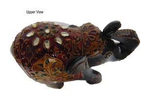 Figurine en bois d'éléphant peinte à la main sculptée Statue en bois artisanale traditionnelle avec détails complexes Éléphant décoratif - Product Image 4