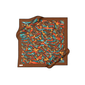 Écharpe en crêpe de soie satinée imprimée numériquement de luxe 90x90 - Carrée longue couleur unie - Product Image 1