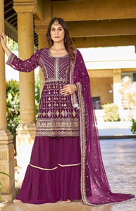 Colección Fox Georgette Heavy bordado Work Pakistani Salwar Suit - Product Image 3